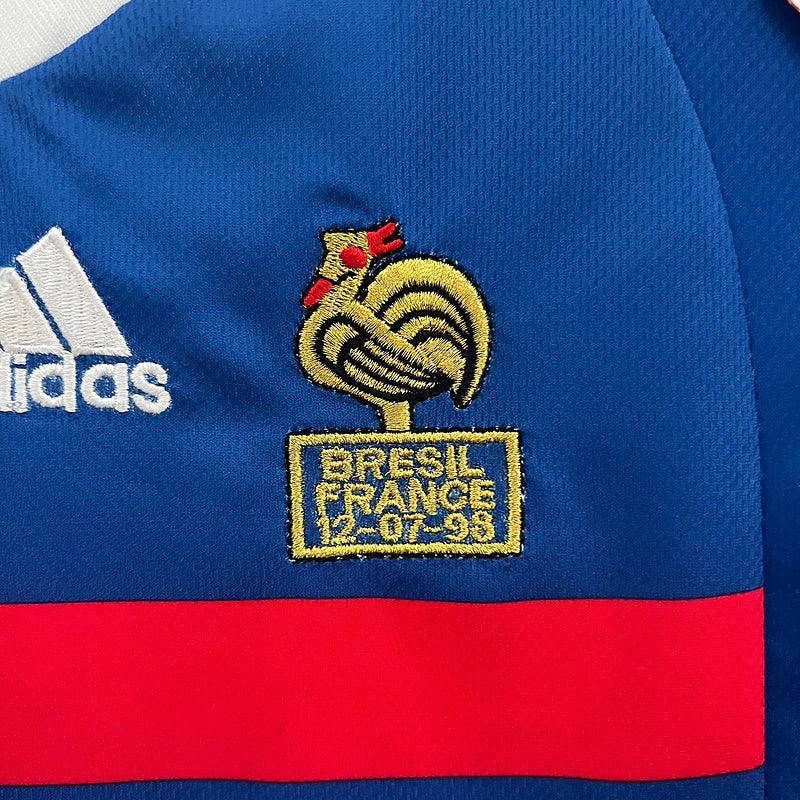 Conjunto Retrô Infantil Seleção França l 1998 Azul Modelo Torcedor