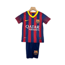 Conjunto Retrô Infantil Barcelona l 2013/14 Torcedor Grena