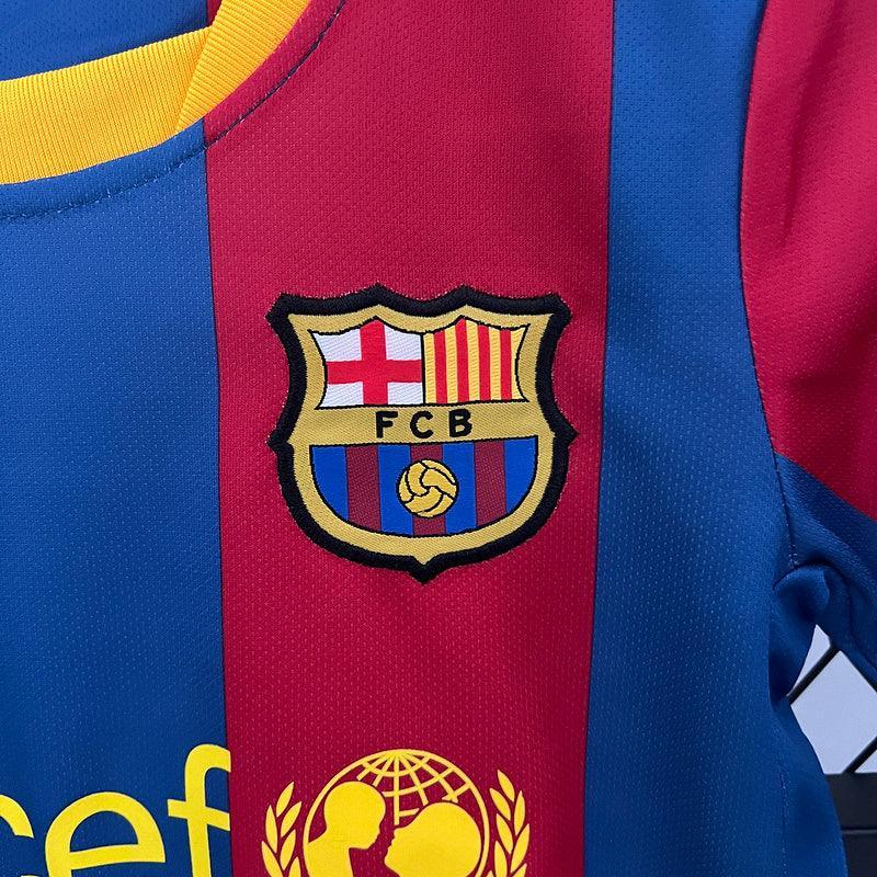 Conjunto Retrô Infantil Barcelona l 2010/11 Torcedor Grena