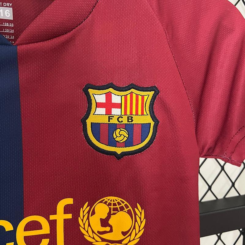 Conjunto Retrô Infantil Barcelona l 2008/09 Torcedor Grena