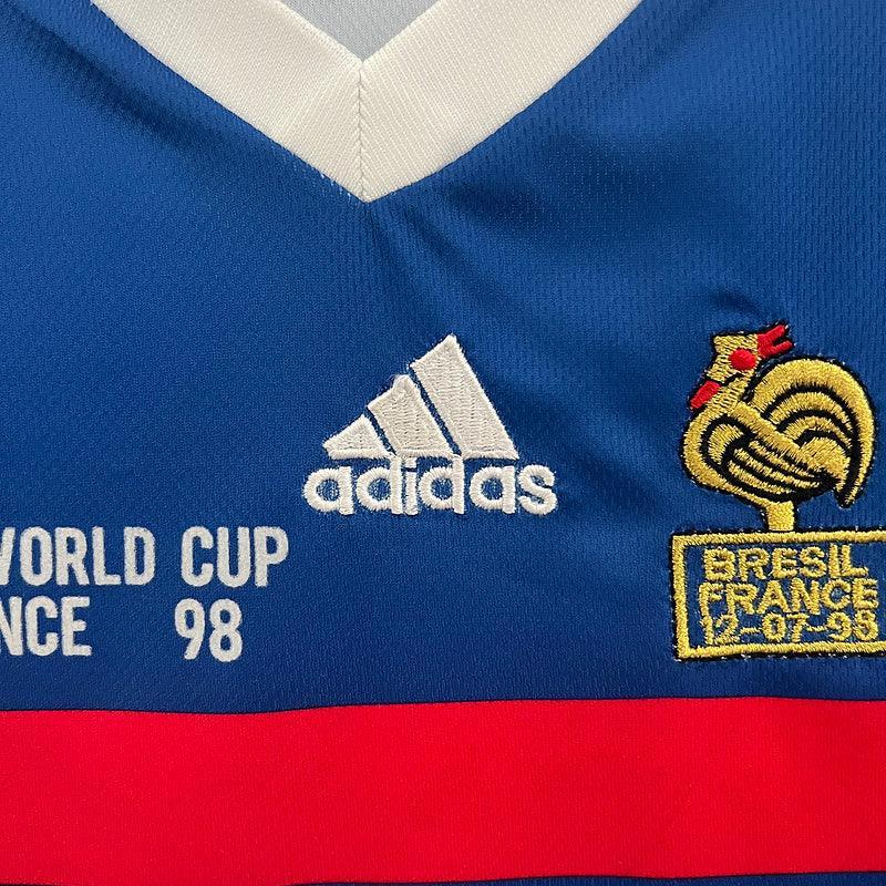 Conjunto Retrô Infantil Seleção França l 1998 Azul Modelo Torcedor