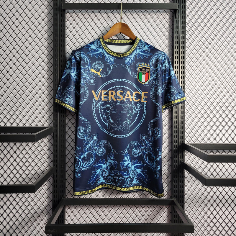 CAMISA DA SELEÇÃO DA ITALIA 22/23 AZUL EDIÇÃO VERSACE